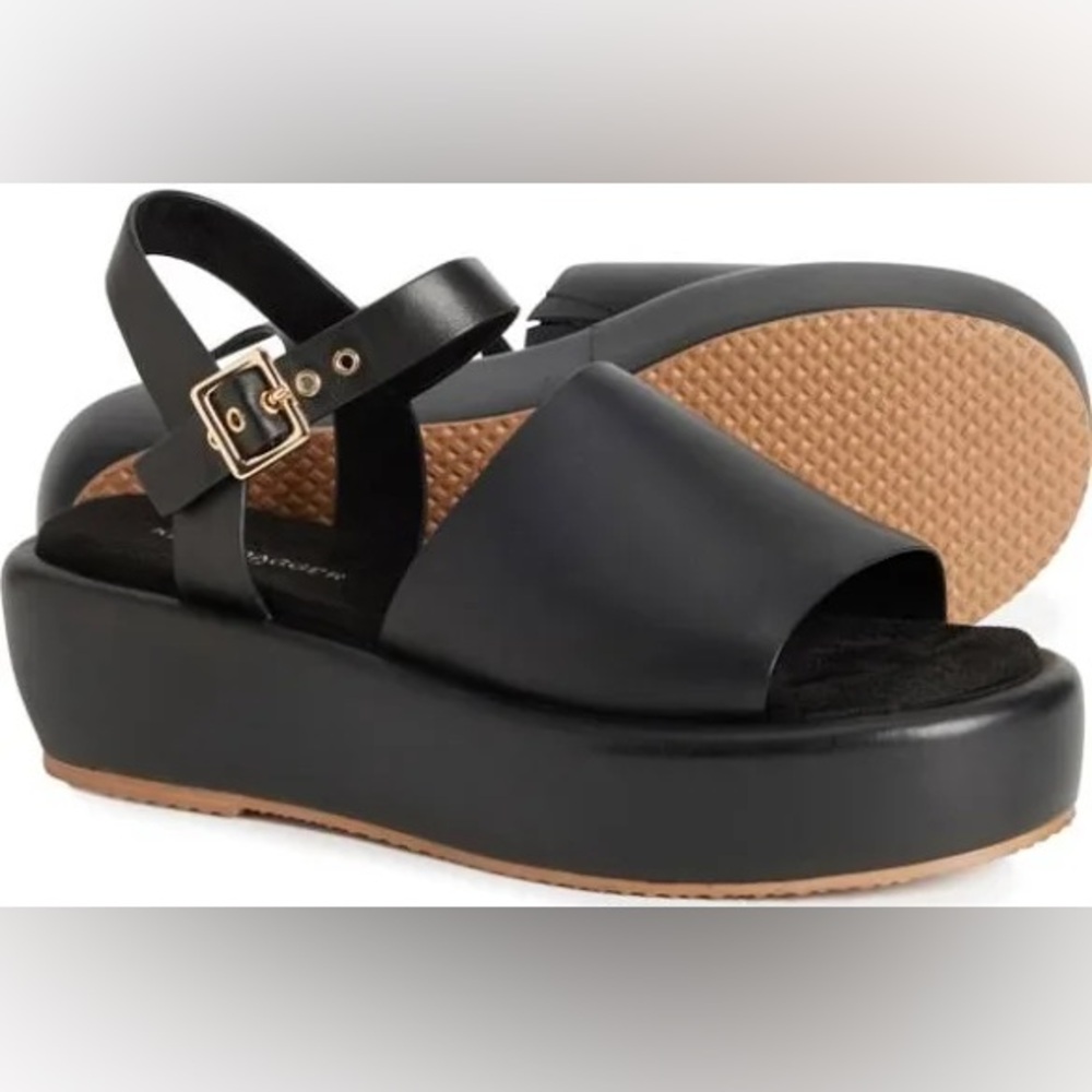 NEW! Kelsi Dagger Black Birdie Platform Sandals - Genuine Leather - Picture 2 of 14